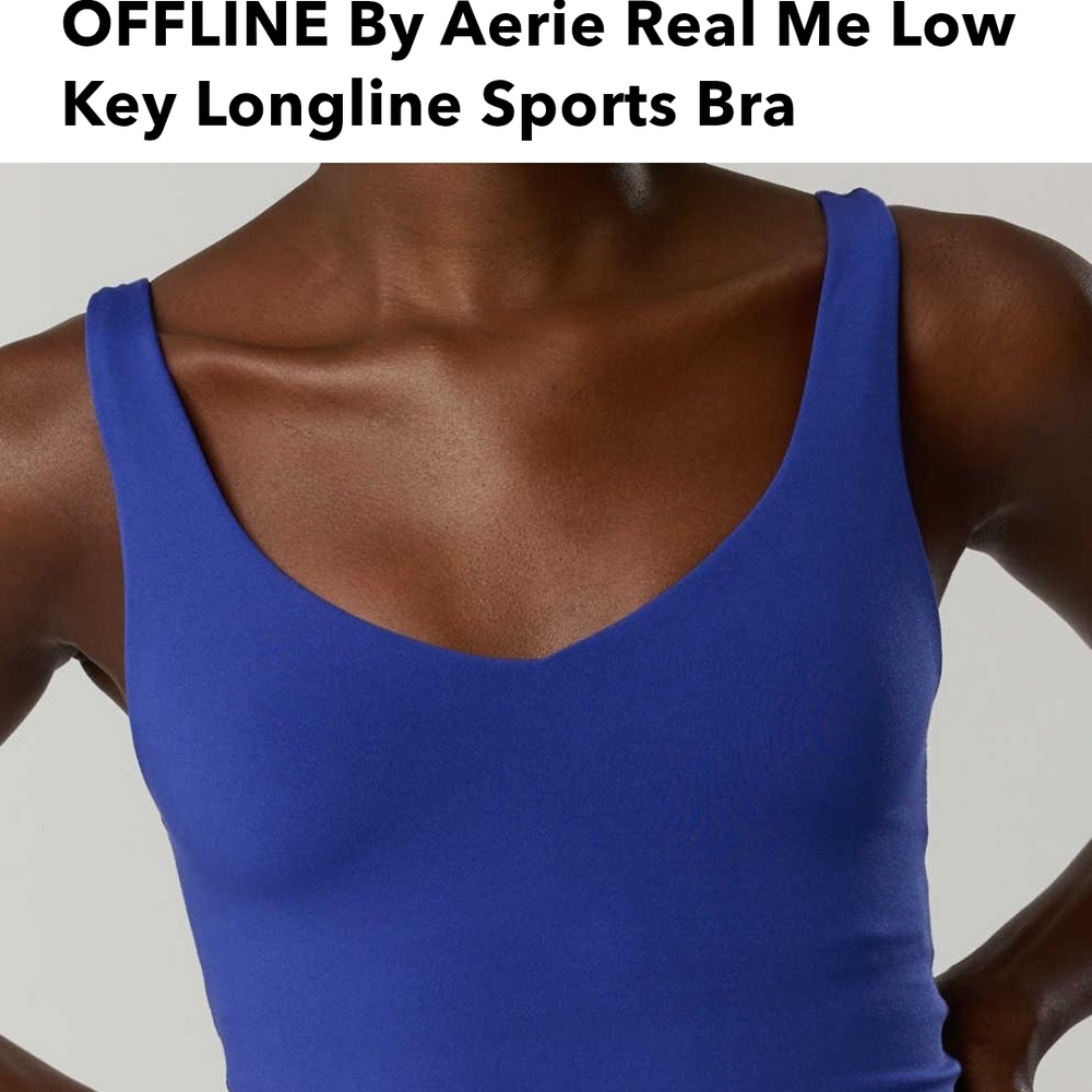 Aerie Real Me Navy Offline Longline Sports Bra